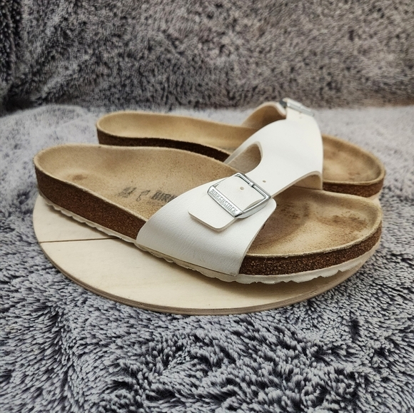 Birkenstock Shoes - Birkenstock Women's Madrid Sandal Size 10 Slide White Strap Buckle Birko-Flor